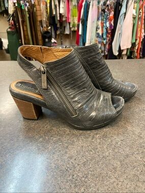 bussola Black Peep-Toe Slingback Zip Heeled Mules